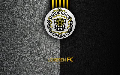 Lokeren FC, 4K, Belgian Football Club, logo, Jupiler Pro League, leather texture, Lokeren, Belgium, Belgian First Division A, football