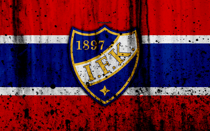 4k, FC HIFK, grunge, Veikkausliiga, futebol, arte, clube de futebol, Finl&#226;ndia, HIFK, logo, textura de pedra, HIFK FC