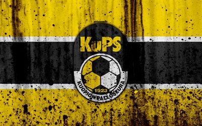 4k, FC Kuopion Palloseura, grunge, Veikkausliiga, KuPS, soccer, art, football club, Finland, Kuopion Palloseura, logo, stone texture, Kuopion Palloseura FC