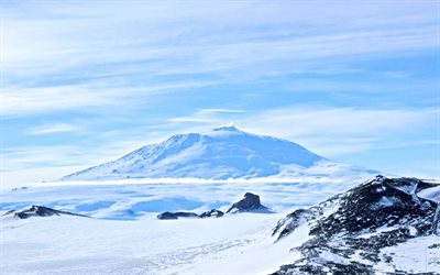 Erebus, 4k, volcano, Erebos, mountains, Antarctica