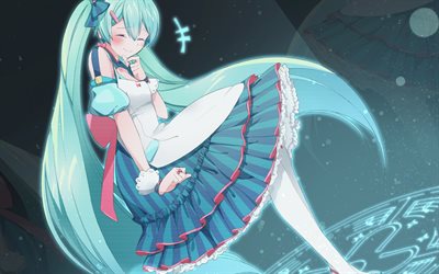 Hatsune Miku, capelli blu, personaggi di anime, manga, Vocaloid