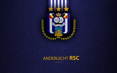 Anderlecht FC, 4K, Belgian Football Club, logo, Jupiler Pro League, leather texture, Anderlecht, Belgium, Belgian First Division A, football, RSC Anderlecht