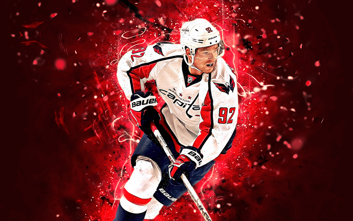 Evgeny Kuznetsov, giocatori di hockey, Washington Capitals, NHL, hockey stelle, a Kuznetsov, hockey, luci al neon