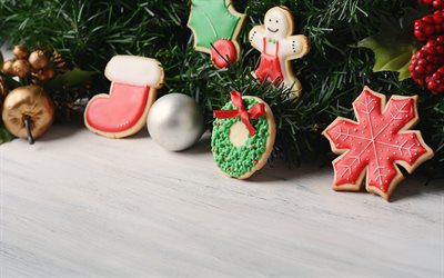 Christmas cookies, New Year, decoration, baking, Christmas, tree