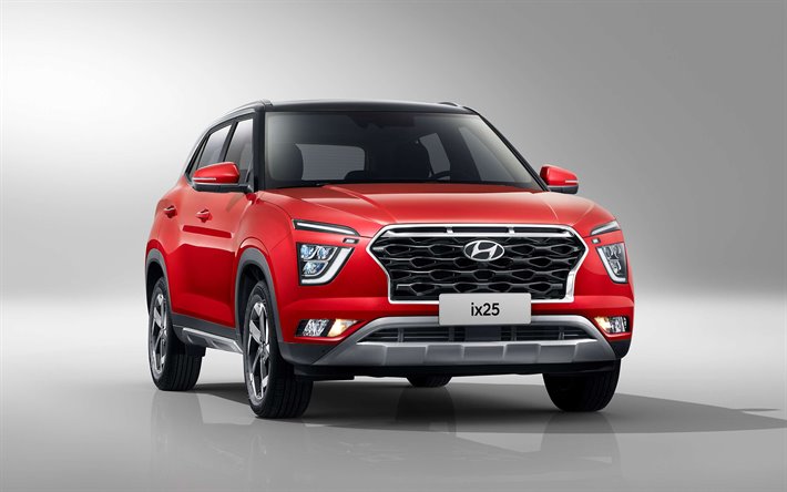 Hyundai ix25, studio, 2019 autot, jakosuotimet, punainen ix25, 2019 Hyundai ix25, korealaisia autoja, Hyundai