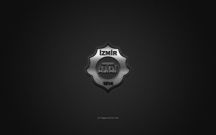Altay SK, Turkish football club, 1 Lig, silver logo, gray carbon fiber background, football, Izmir, Turkey, Altay SK logo, Altay Izmir