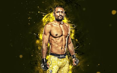 Sergio Moraes, 4k, yellow neon lights, Brazilian fighters, MMA, UFC, female fighters, Mixed martial arts, Sergio Moraes 4K, UFC fighters, MMA fighters, Sergio Ricardo de Moraes