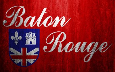 Bandeira de Baton Rouge, Louisiana, 4k, pedra de fundo, Cidade americana, grunge bandeira, Baton Rouge, EUA, Baton Rouge bandeira, grunge arte, textura de pedra, bandeiras de cidades norte-americanas