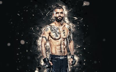 Eduardo Garagorri, 4k, white neon lights, Uruguay fighters, MMA, UFC, Mixed martial arts, Eduardo Garagorri 4K, UFC fighters, MMA fighters, Luiz Eduardo Garagorri