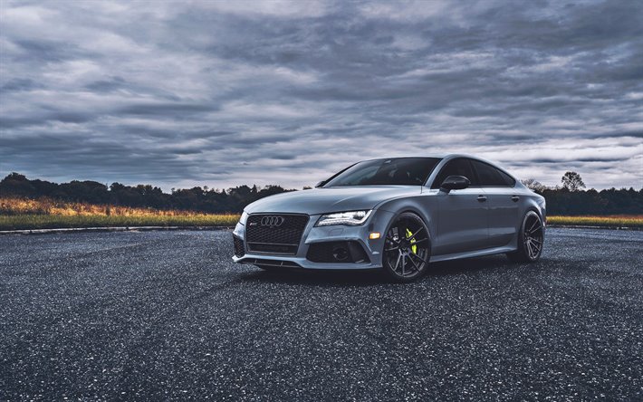 Audi RS7 Sportback, tuning, supercars, HDR, gray RS7, german cars, Audi