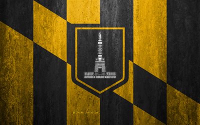 Flag of Baltimore, Maryland, 4k, stone background, American city, grunge flag, Baltimore, USA, Baltimore flag, grunge art, stone texture, flags of american cities