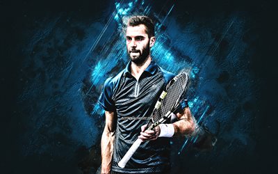 Benoit Paire, portrait, french tennis player, blue stone background, tennis, ‎ATP