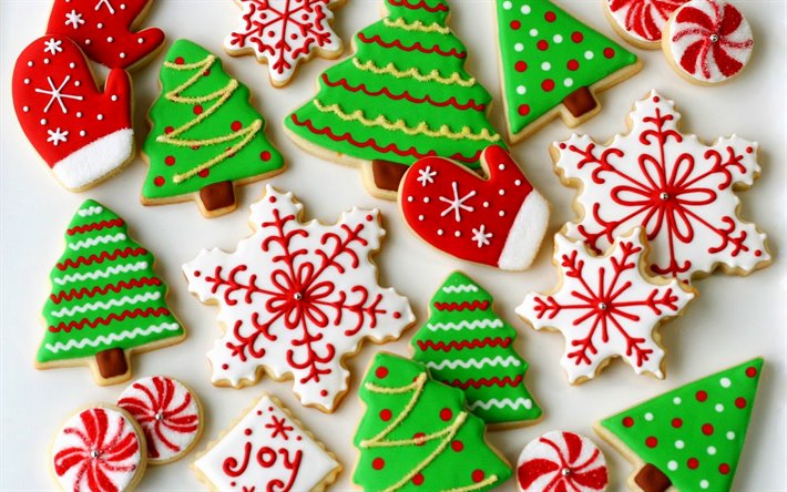Christmas biscuit cookie, Christmas baking, Christmas tree cookies, Happy New Year, Christmas, winter