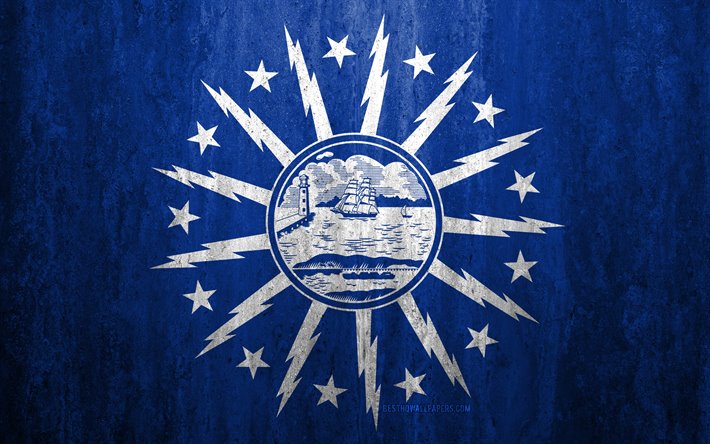 Bandiera di Buffalo, New York, 4k, pietra, sfondo, Americano, citt&#224;, grunge, bandiera, Buffalo, negli stati UNITI, Buffalo bandiera, arte, texture, le bandiere delle citt&#224; americane