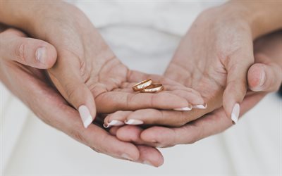 結婚指輪の使用実態をより適切に反映でき, 結婚カップル, ペアリング金, 結婚指輪, 結婚式の概念, 新郎新婦, 白のウェディングドレス