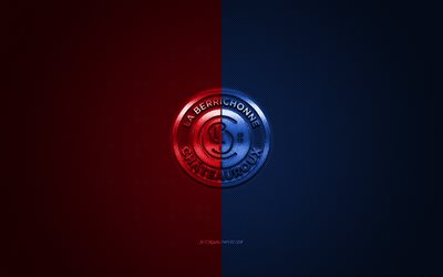 LB Chateauroux, French football club, Ligue 2, red-blue logo, red-blue carbon fiber background, football, Chateauroux, France, LB Chateauroux logo, Chateauroux FC