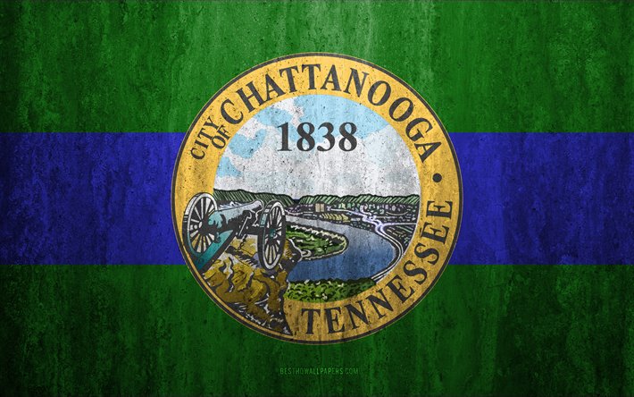 flagge von chattanooga, tennessee, 4k, stein, hintergrund, amerikanische stadt, grunge flag, chattanooga (usa, chattanooga flagge, grunge, kunst, textur, flaggen der amerikanischen st&#228;dte