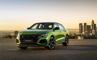 Audi RS Q8, 2020, 4K, front view, luxury SUV, new green Q8, tuning Q8, German cars, Audi