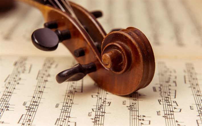 楽譜のバイオリン, 音楽の概念, バイオリン, 音符, 音楽の背景