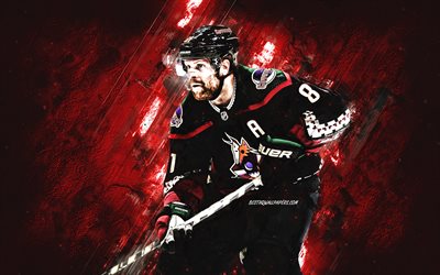 Philip Kessel, Arizona Coyotes, NHL, american ice hockey player, portrait, red stone background, hockey, National Hockey League
