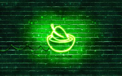 Vegan Gıda neon simgesi, 4k, yeşil arka plan, neon sembolleri, Vegan Yemek, neon simgeler, Vegan Yemek işareti, yemek işaretleri, Vegan Yemek simgesi, yemek simgeleri