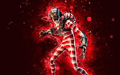 Kane, 4k, luzes de n&#233;on vermelhas, jogos de 2020, Fortnite Battle Royale, personagens Fortnite, Kane Skin, Fortnite, Kane Fortnite
