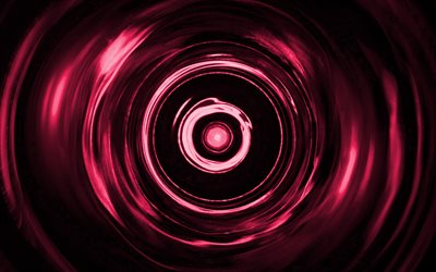 fundo rosa em espiral, 4K, v&#243;rtice rosa, texturas espirais, arte 3D, fundo rosa ondas, texturas onduladas, fundos rosa
