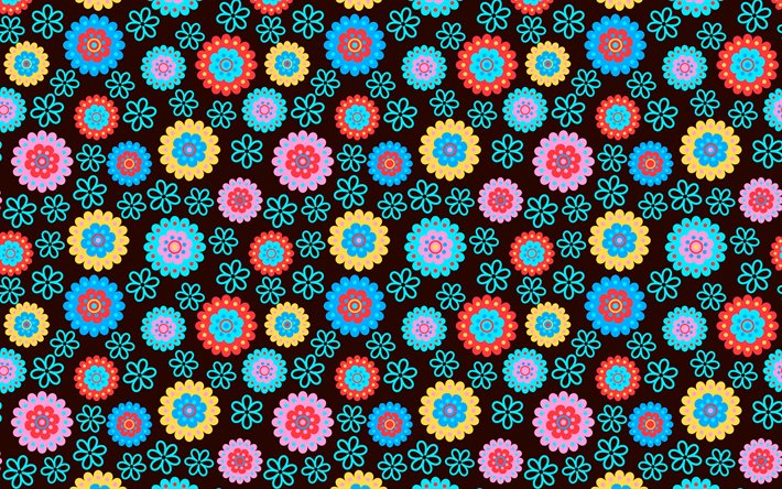 colorful flowers pattern, artwork, floral patterns, background with flowers, abstract flowers pattern, floral textures, decorative art, colorful floral backgrounds