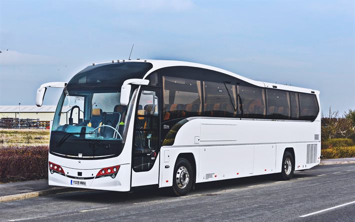 Plaxton Elite Volvo B8R, valkoinen linja-auto, 2020-bussit, HDR, matkustajabussi, Volvo, matkustajaliikenne