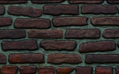 brown brickwall, 3D art, brown bricks, bricks textures, brick wall, bricks background, brown stone background, bricks, brown bricks background