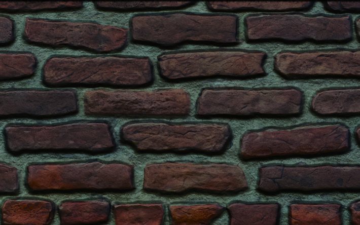 brown brickwall, 3D art, brown bricks, bricks textures, brick wall, bricks background, brown stone background, bricks, brown bricks background