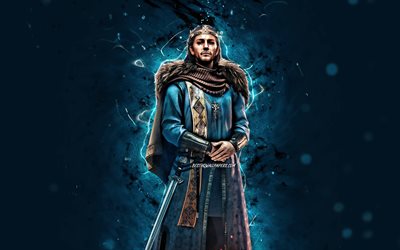 Alfred the Great, 4k, blue neon lights, The Witcher, artwork, Witcher 3 Wild Hunt, The Witcher characters, Alfred the Great The Witcher