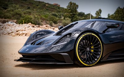 2021, ARES Design S1 Project, front view, exterior, black supercar, new black S1 Project, ARES Design