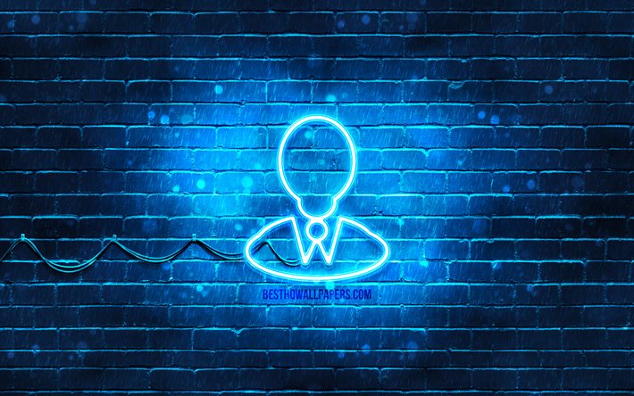 Businessman neon icon, 4k, blue background, Businessman concepts, neon symbols, Businessman, neon icons, Businessman sign, business signs, Businessman icon, business icons