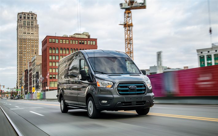Ford E-Transit, 4k, cargo transport, 2021 buses, electric minibuses, 2021 Ford Transit, Ford