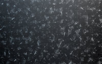 sfondo di cristalli neri, 4k, modelli di cristalli, sfondo con cristalli, sfondi neri, trame di cristalli