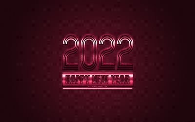2022 New Year, 2022 burgundy background, 2022 concepts, Happy New Year 2022, burgundy carbon texture, burgundy background