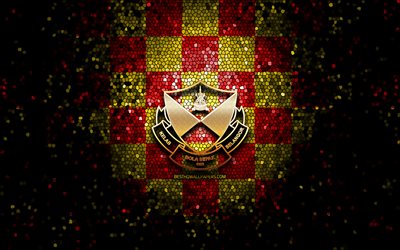 Selangor FA, logotipo brilhante, Super League da Mal&#225;sia, fundo xadrez amarelo vermelho, futebol, clube de futebol da Mal&#225;sia, logotipo do Selangor FC, arte em mosaico, Selangor FC
