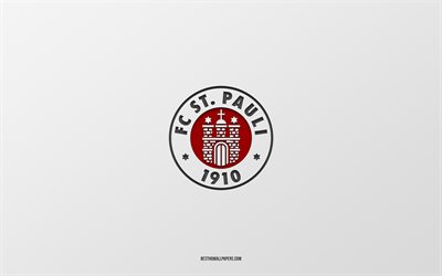 FC St Pauli, fundo branco, time de futebol alem&#227;o, emblema do FC St Pauli, Bundesliga 2, Alemanha, futebol, logotipo do FC St Pauli