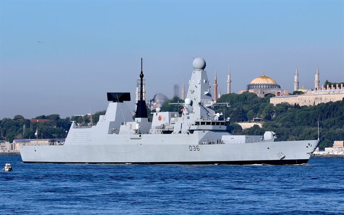 HMS Defender, D36, destroyer britannique, Royal Navy, Bosphorus, navires de l&#39;OTAN, navires de guerre britanniques
