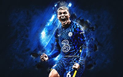 Download Imagens Thiago Silva Chelsea FC Futebolista Brasileiro Retrato Fundo De Pedra Azul