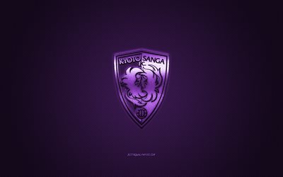 Kyoto Sanga FC, Japanese football club, purple logo, purple carbon fiber background, J2 League, football, Kyoto, Japan, Kyoto Sanga FC logo