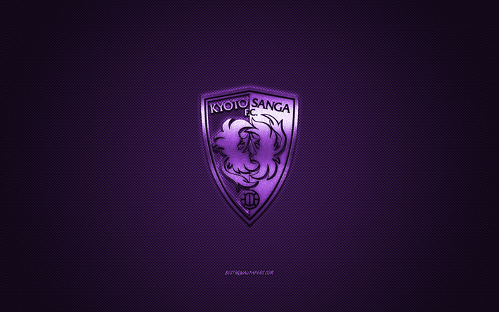 Kyoto Sanga FC, Japanese football club, purple logo, purple carbon fiber background, J2 League, football, Kyoto, Japan, Kyoto Sanga FC logo