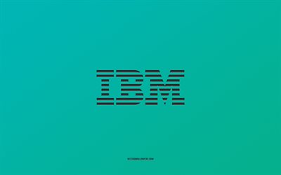 IBMロゴ, ターコイズブルーの背景, スタイリッシュなアート, お, エンブレム, IBM, ターコイズブルーの紙の質感, IBMエンブレム