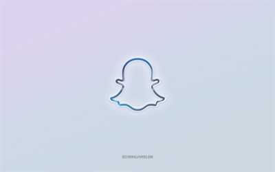 شعار Snapchat, قطع نص ثلاثي الأبعاد, خلفية بيضاء, شعار Snapchat ثلاثي الأبعاد, سناب شات, شعار محفور