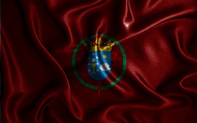 Bandiera di Santiago de Compostela, 4k, bandiere ondulate di seta, citt&#224; spagnole, Giorno di Santiago de Compostela, bandiere in tessuto, 3D arte, Santiago de Compostela, citt&#224; della Spagna, Santiago de Compostela 3D bandiera