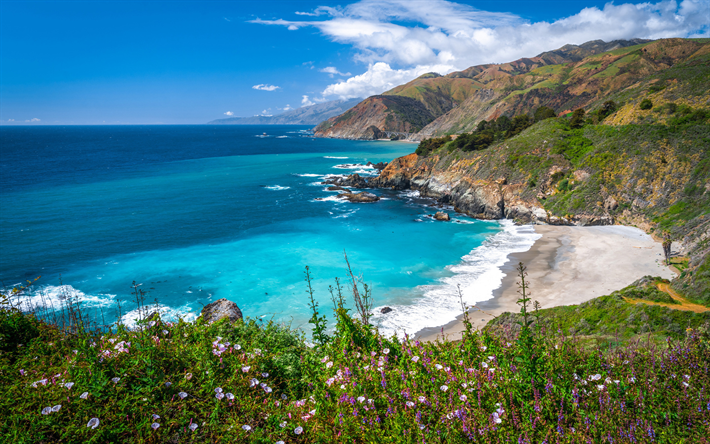 California, oceano, HDR, costa, estate, natura meravigliosa, USA, America, porto