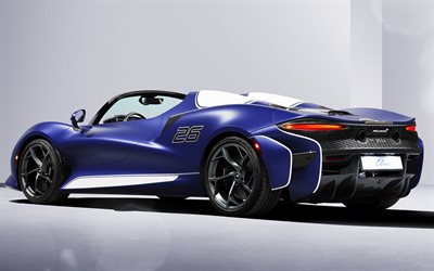 2021, McLaren Elva, 815 hp, rear view, exterior, supercar, new blue Elva, roadster, race cars, British supercars, McLaren