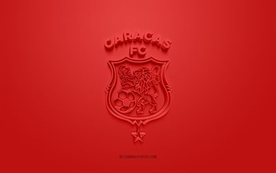 Caracas FC, logo 3D creativo, sfondo rosso, squadra di calcio Venezuelana, Primera Division Venezuelana, Caracas, Venezuela, arte 3d, calcio, Caracas FC logo 3d