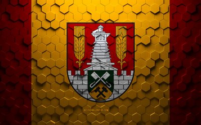 Drapeau de Salzgitter, art en nid d&#39;abeille, drapeau des hexagones de Salzgitter, Salzgitter, art des hexagones 3d, drapeau de Salzgitter